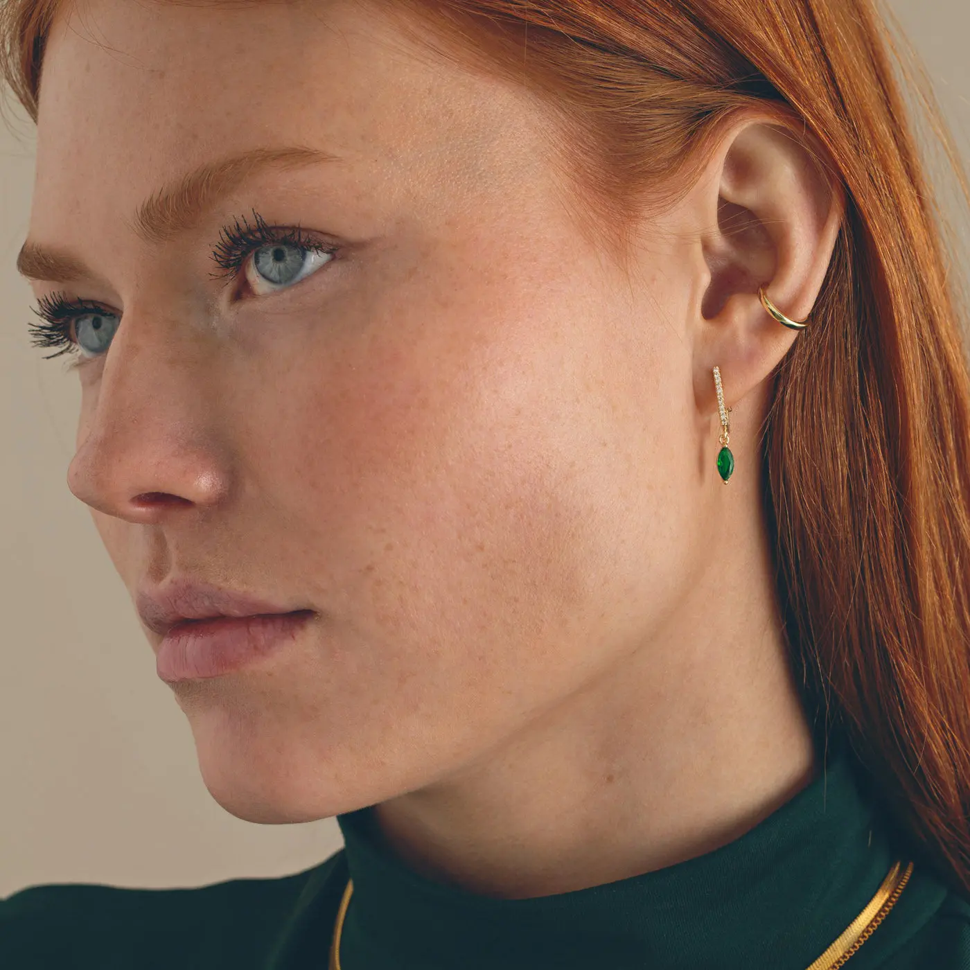 Amanda - Grønne krystallhoop øredobber - Image 4