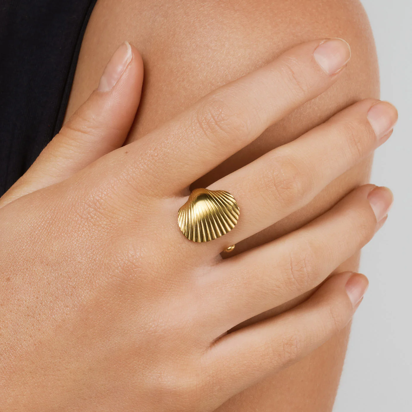Ane - Seashell åpen Ring Rustfritt Stål - Image 3
