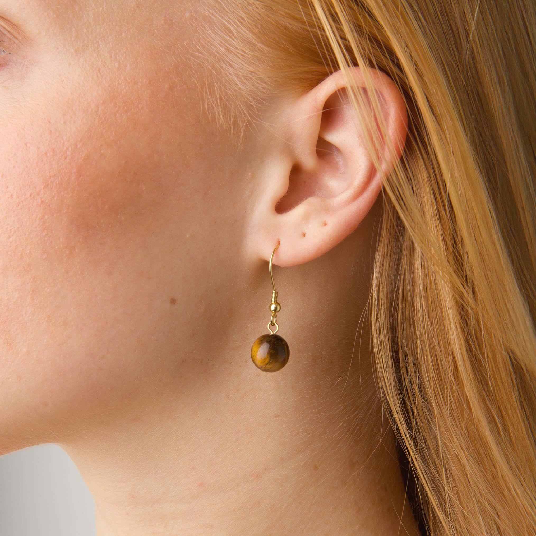 Birgit - Tiger Eye Øredobber Rustfritt Stål - Image 3