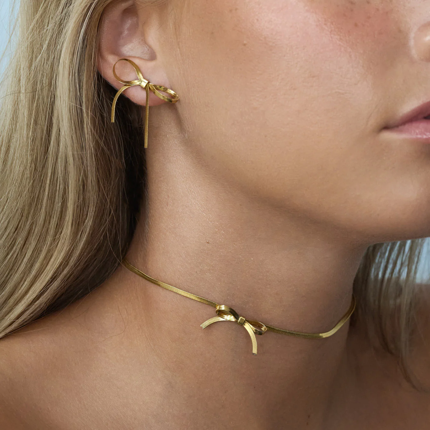 Sløyfe Snake Chain Halskjede & øredobber gavesett - Image 7