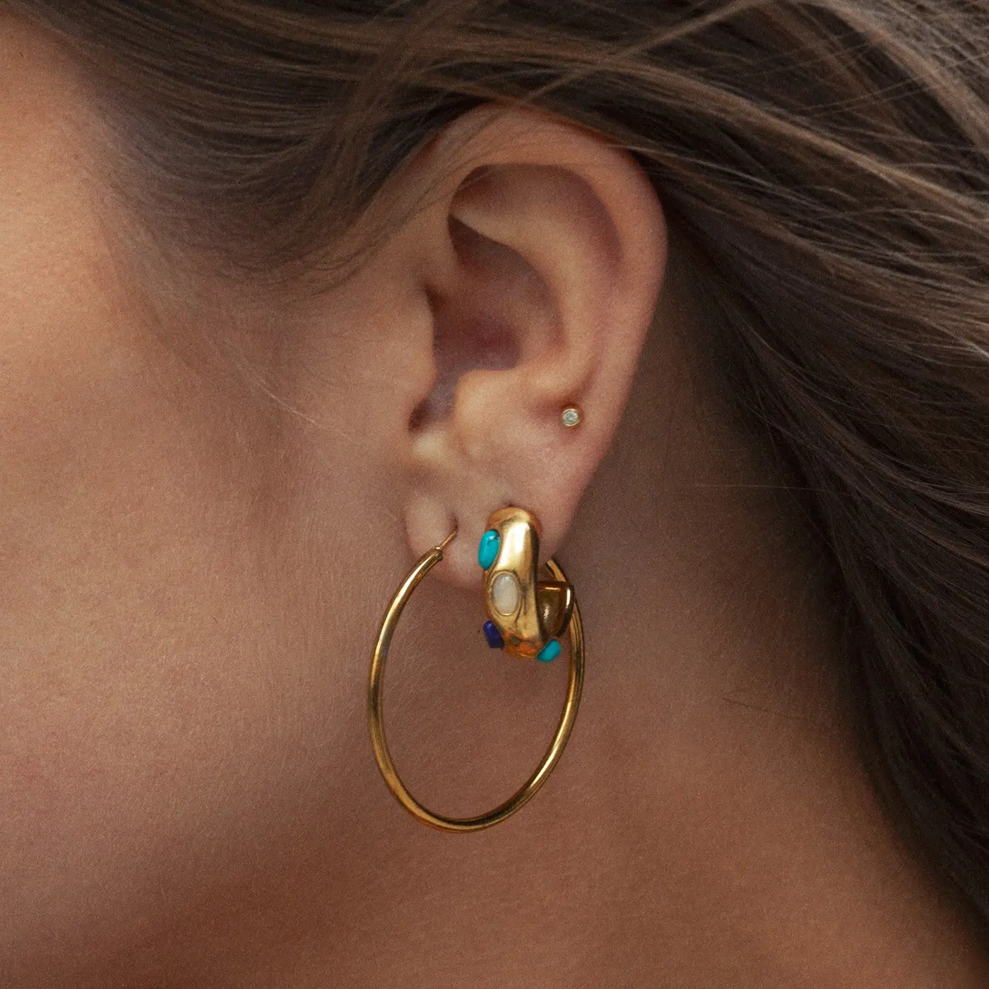 Elena - Semi Precious Hoop øredobber i rustfritt stål - Image 5
