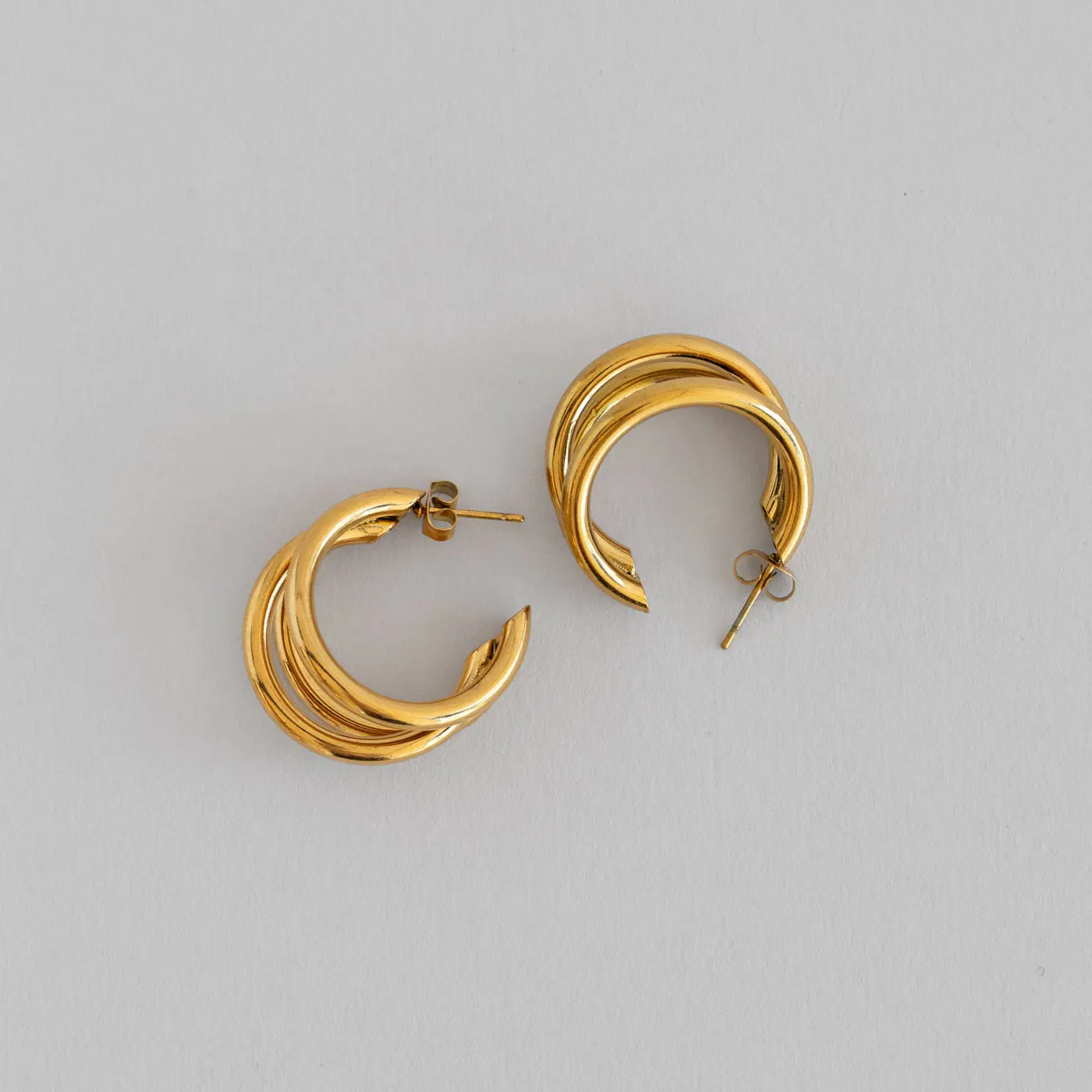 Freja - Triple Lined Chunky Hoop øredobber i rustfritt stål - Image 5