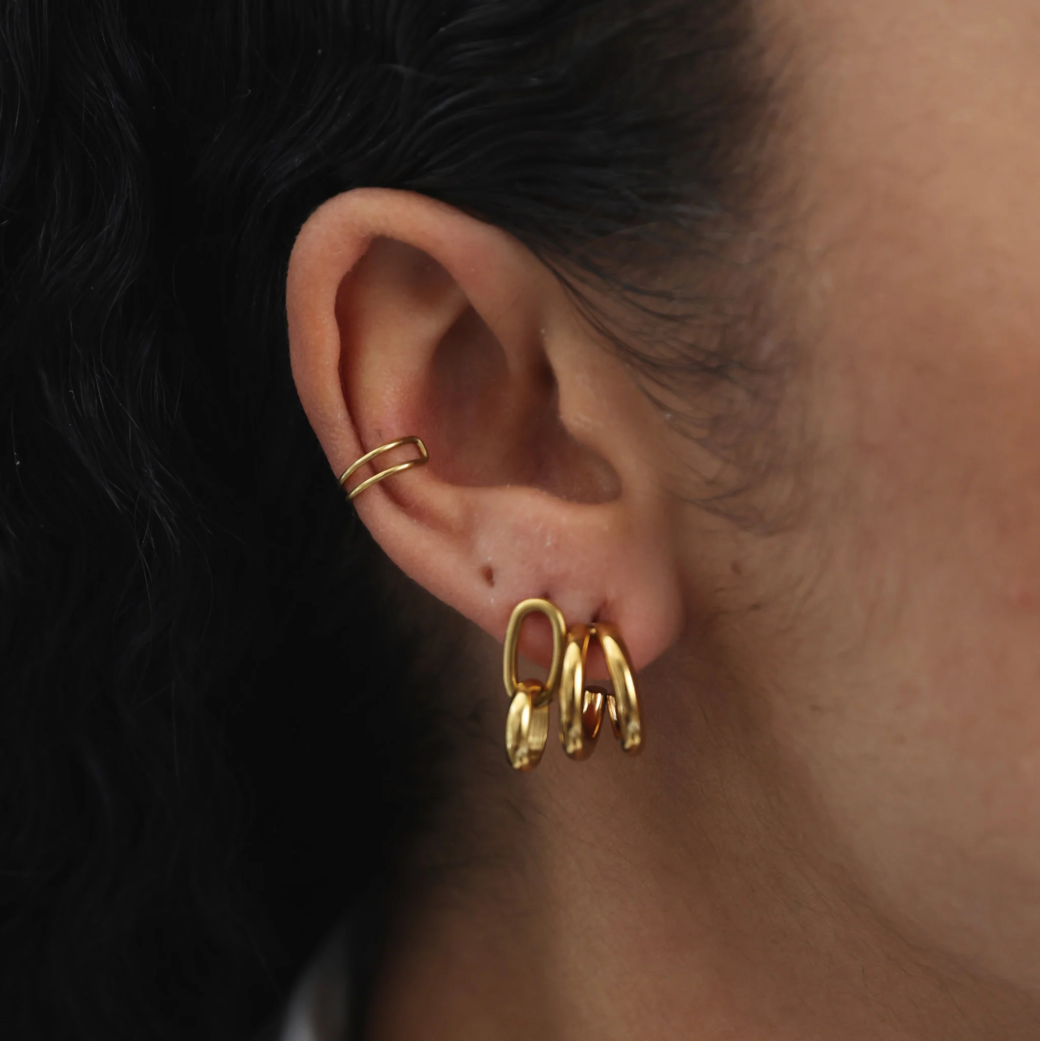 Heylin - Doble hoops øredobber i rustfritt stål - Image 6