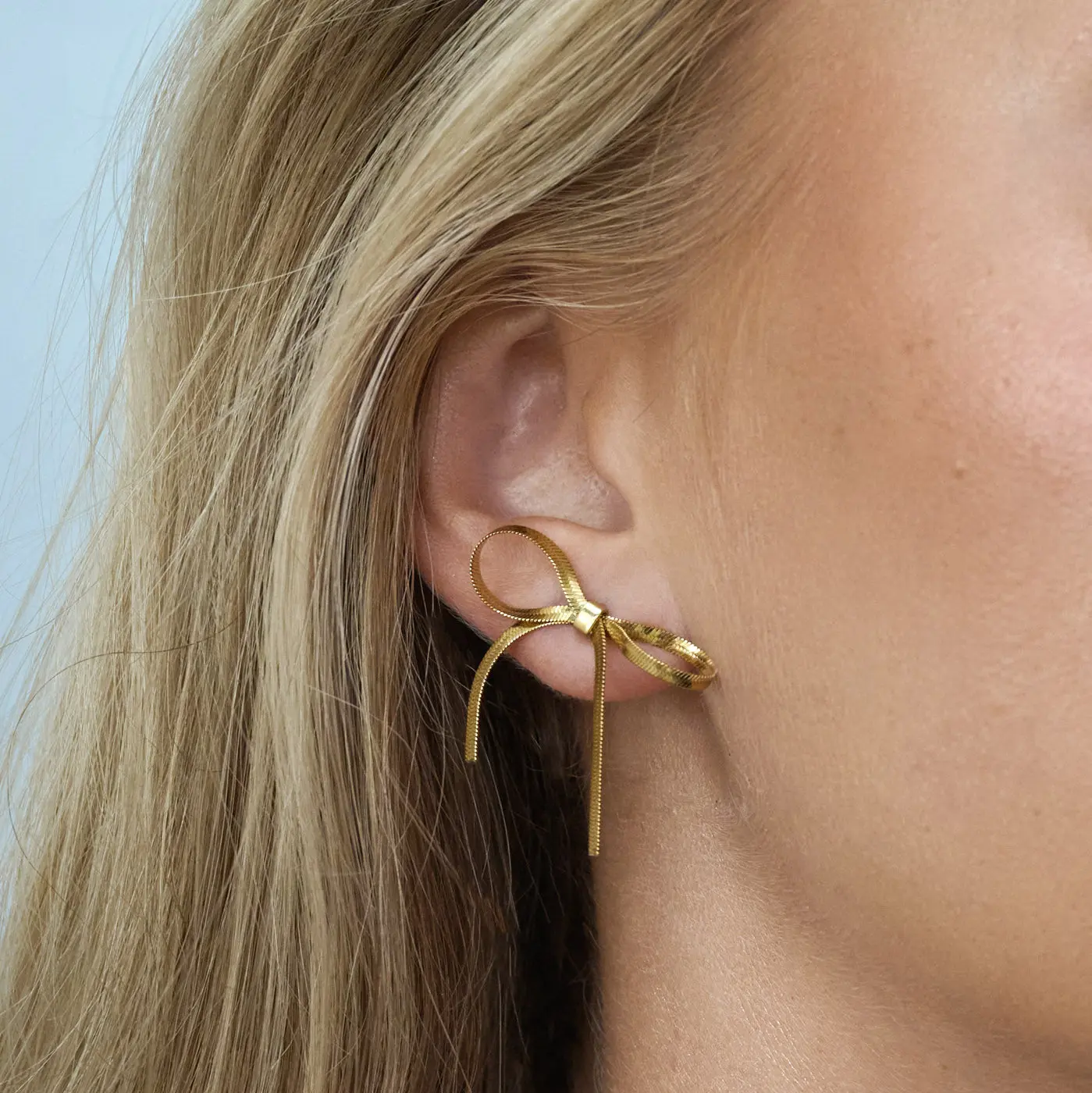 Juliette - Snake Chain Bow Stud øredobber rustfritt stål - Image 5