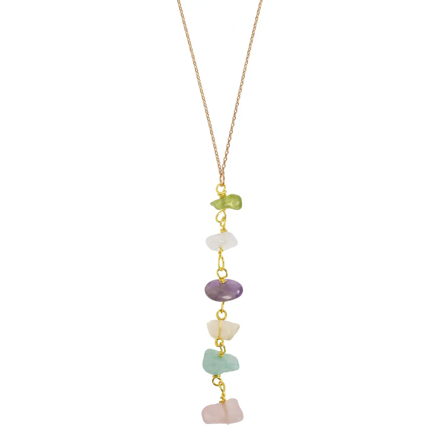Larissa - Semi Precious Colorful Stones Lariat Halskjede