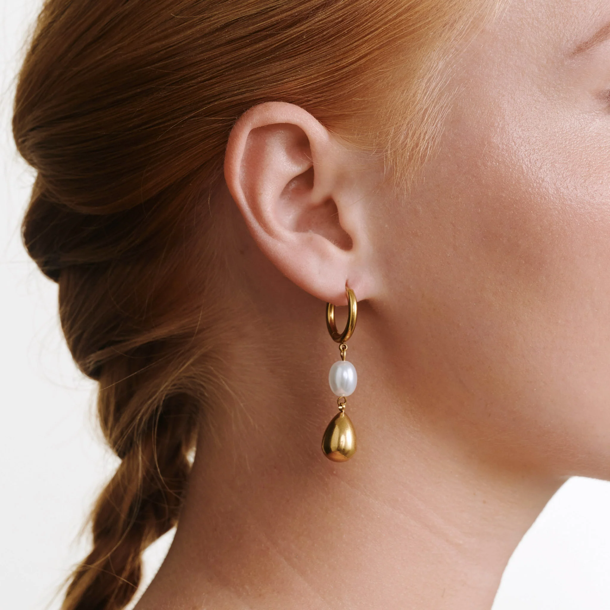 Laura - Perle  Hoops Øredobber Rustfritt Stål - Image 3