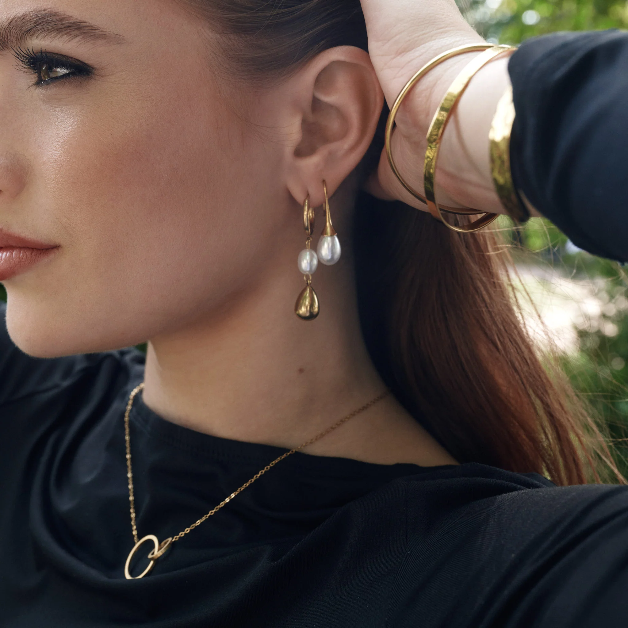 Laura - Perle  Hoops Øredobber Rustfritt Stål - Image 5