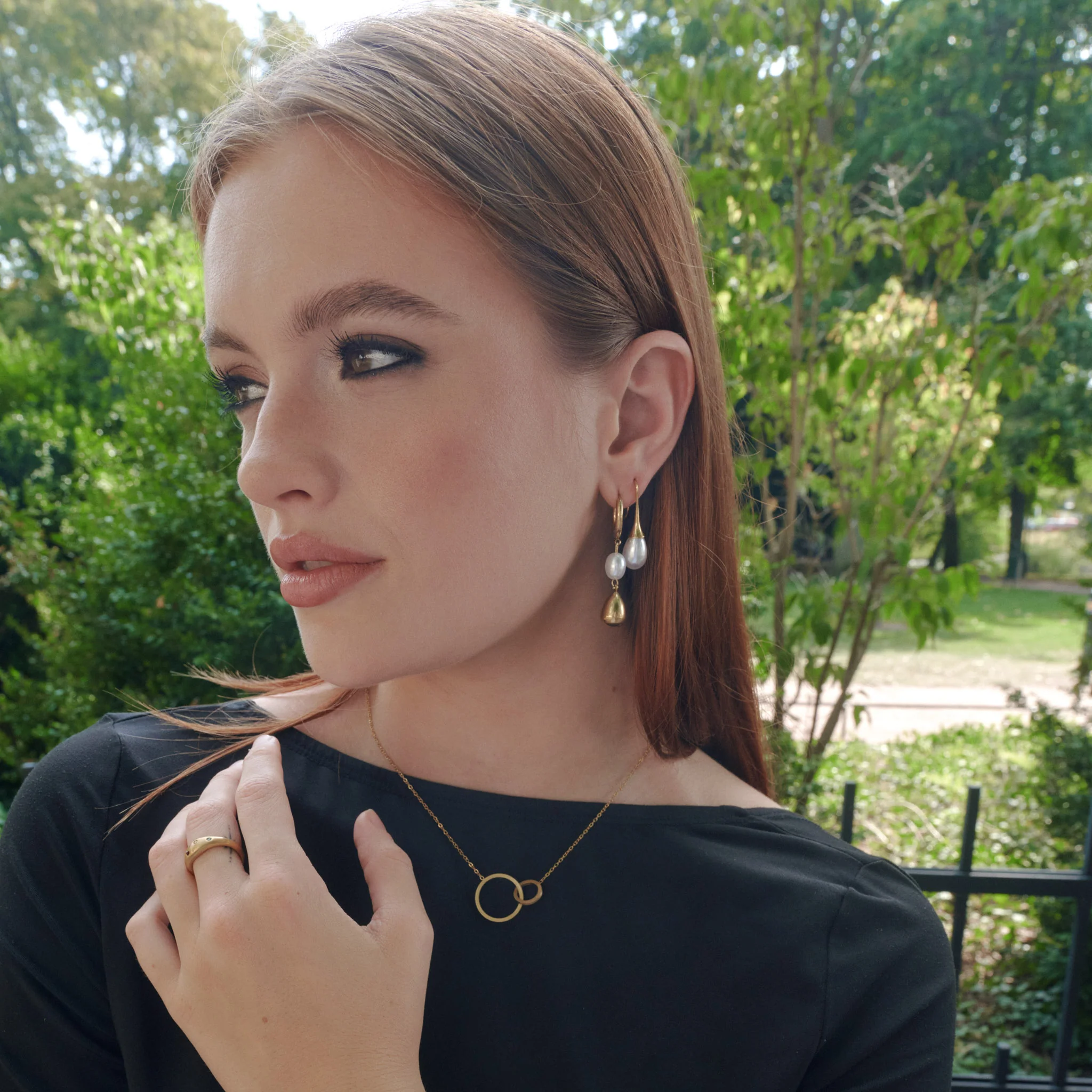 Laura - Perle  Hoops Øredobber Rustfritt Stål - Image 6