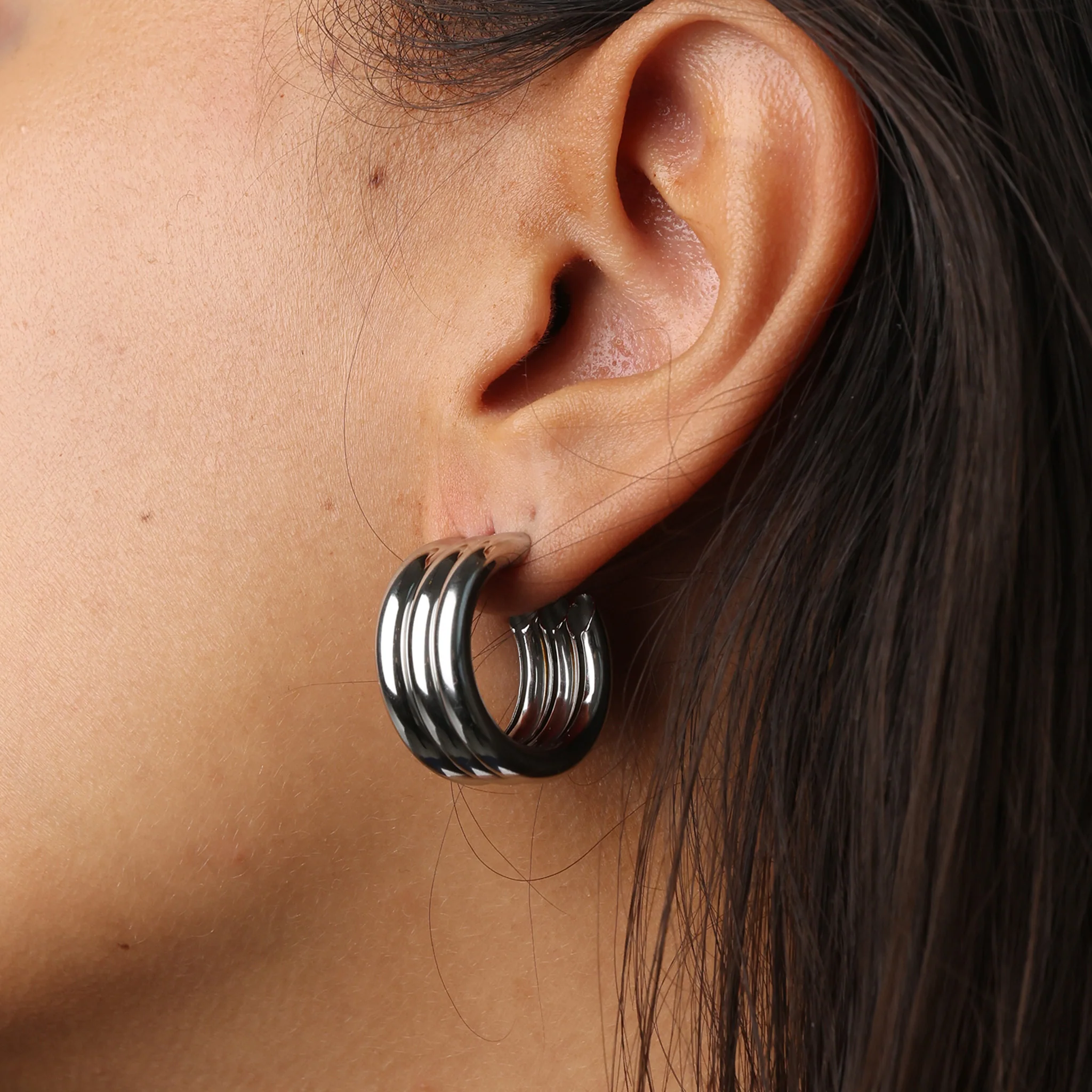 Liv - Multi Layered Studs Øredobber Rustfritt Stål - Image 6