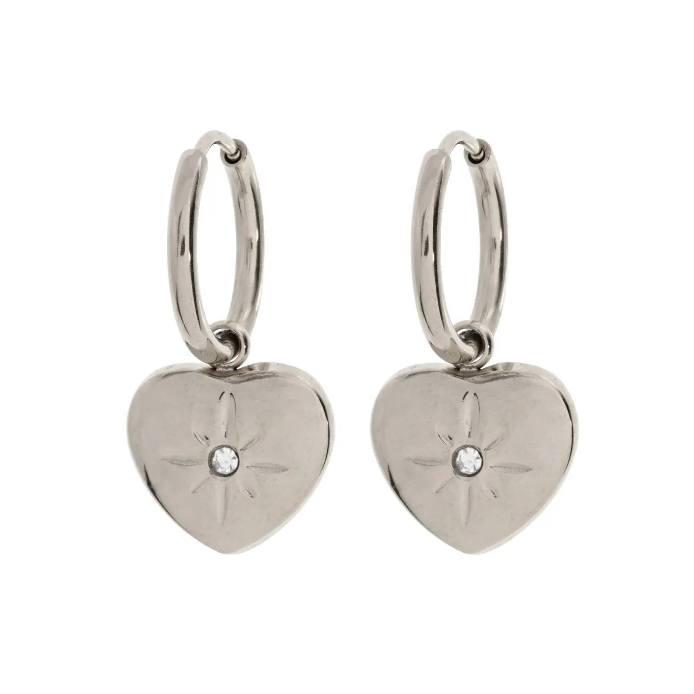 Lola - Crystal Heart Hoop øredobber i rustfritt stål - Image 4