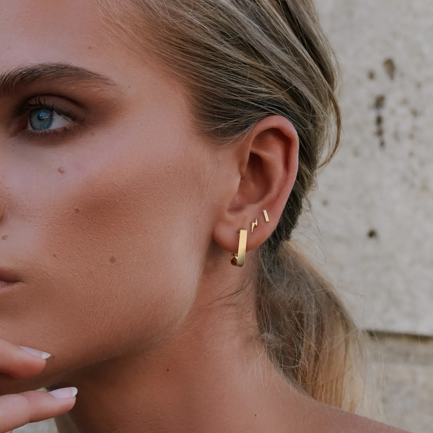 Max - Square Hoop stud øredobber - Image 3