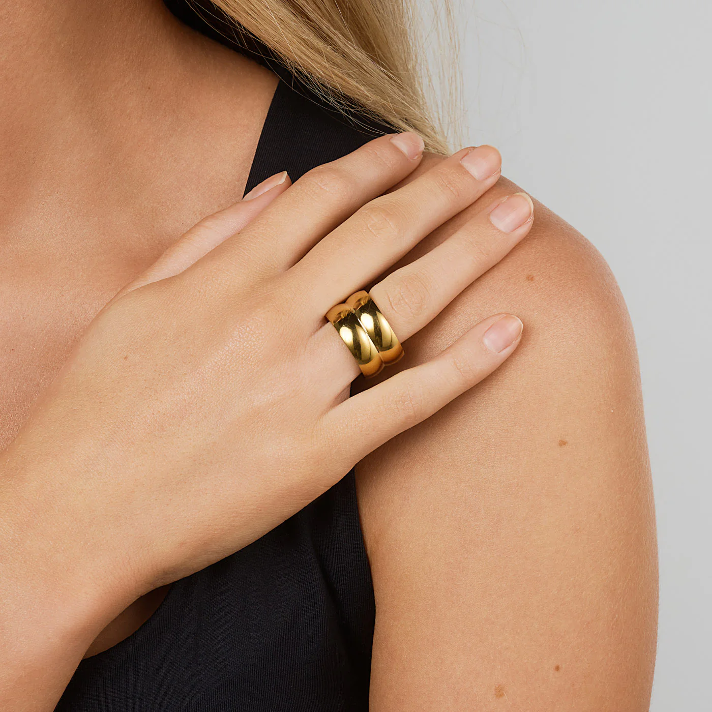Nellie - Dobbelt Dome Duo Ring Rustfritt Stål - Image 5