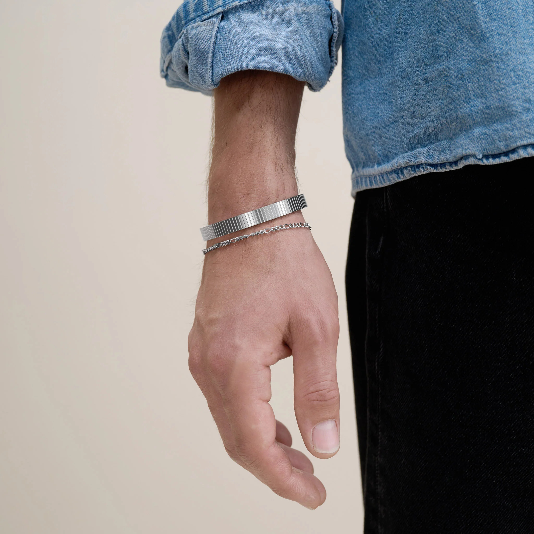 Tage - Ribbet Armring Rustfritt stål - Image 10