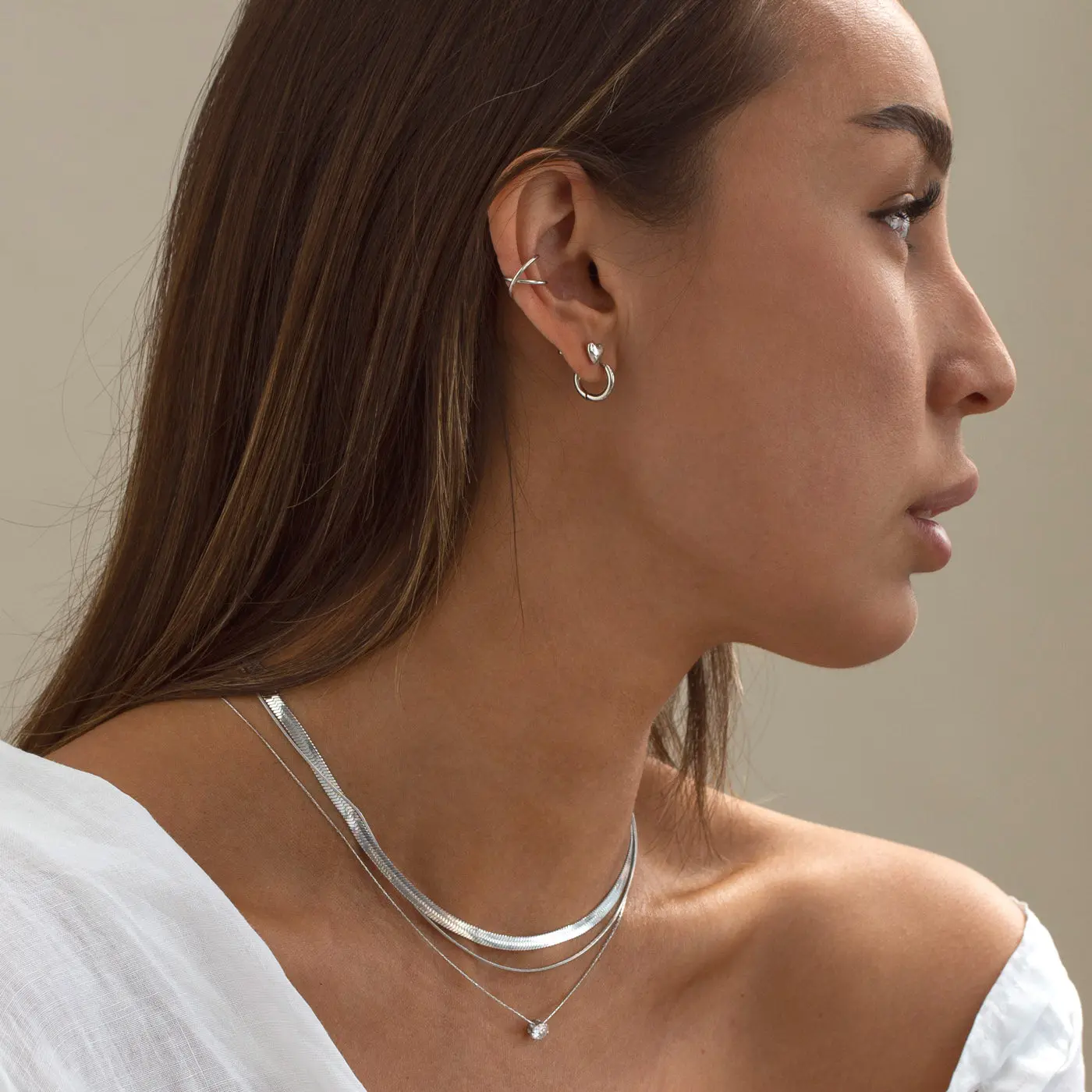 Uli - Crossed Earcuff rustfritt stål - Image 5