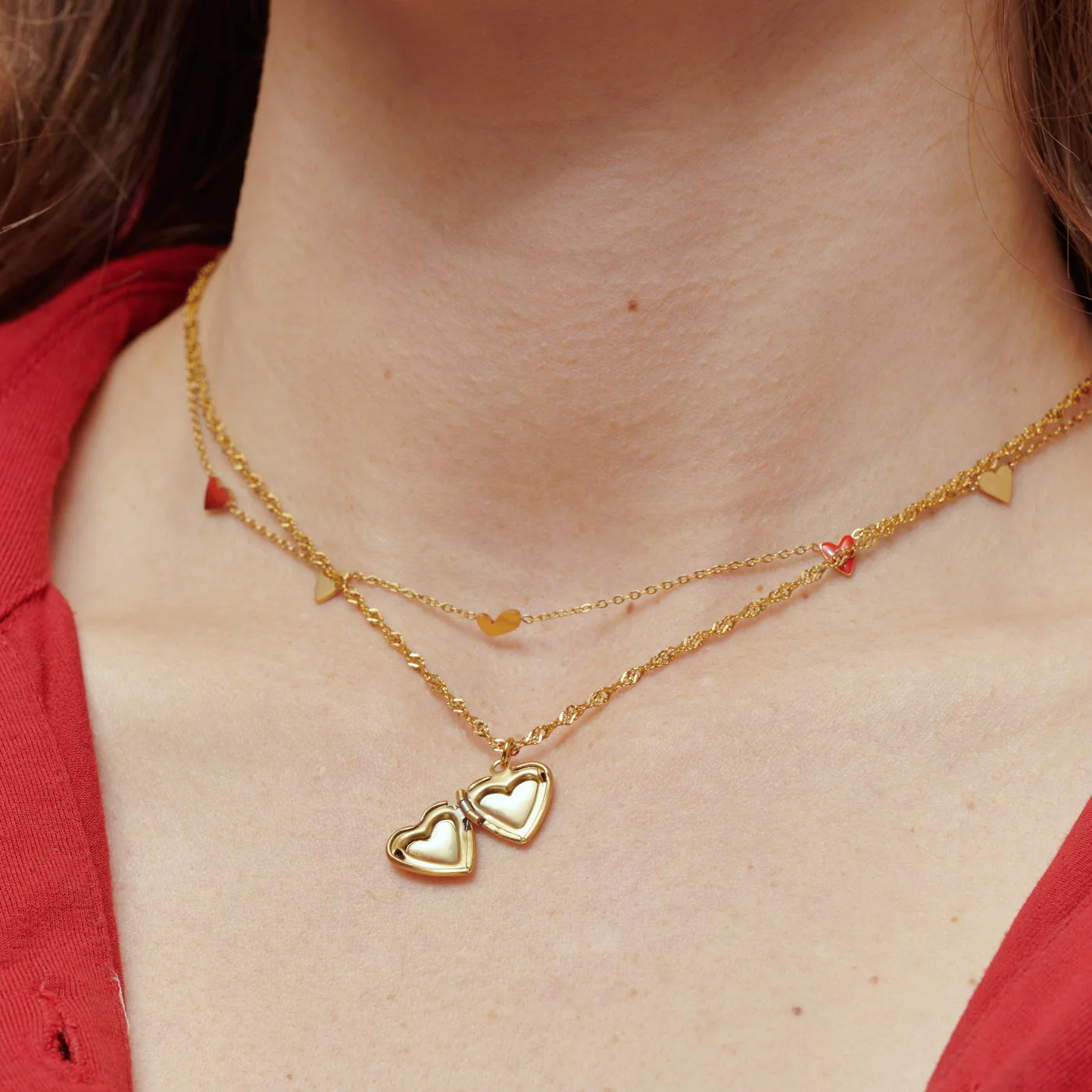 Vera - Hjerte Locket Halskjede Rustfritt Stål - Image 8