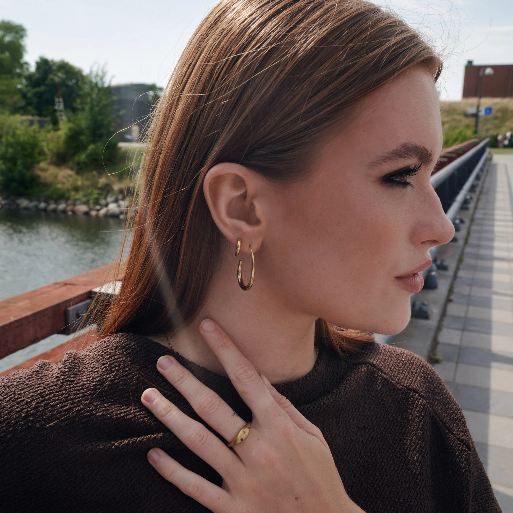 Vilhelmina - Justerbare Hoops Øredobber Rustfritt Stål - Image 5